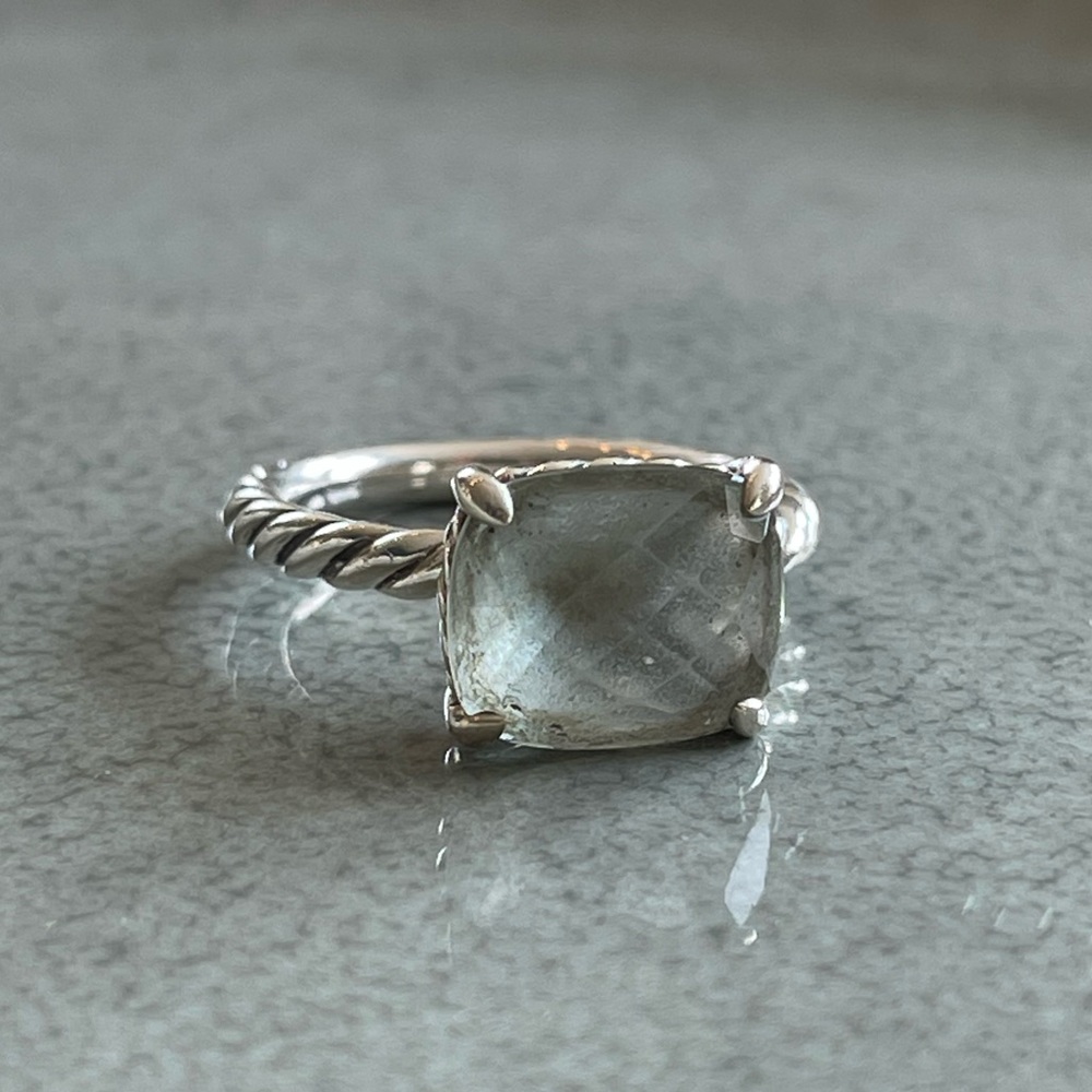 David Yurman “Chatelaine” Ring - Sterling Silver w/ Prasiolite - size 7